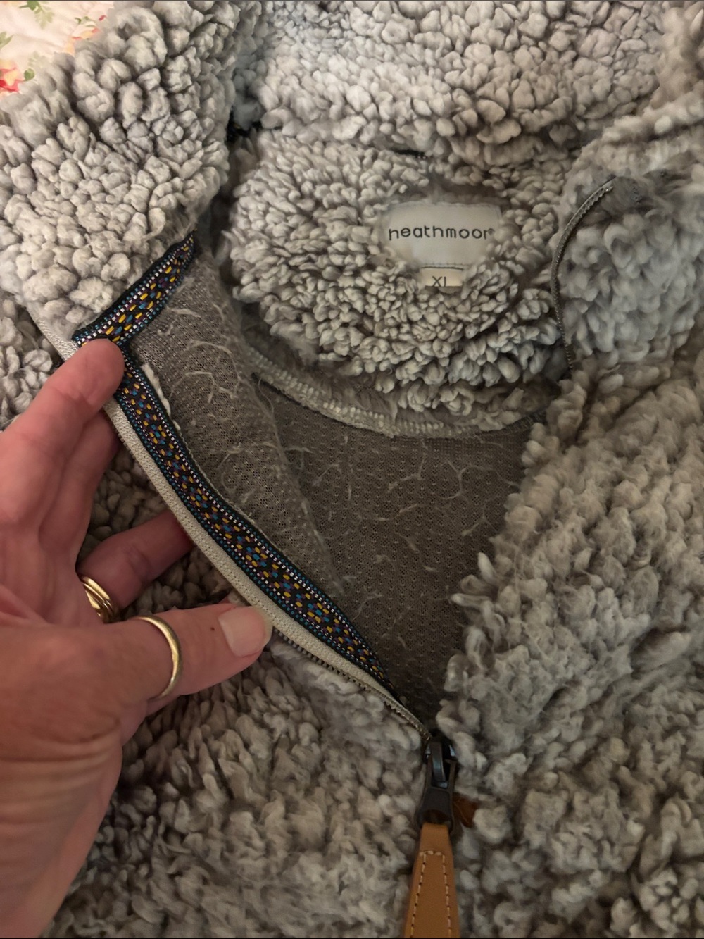 Heathmoor Plush Gray Sherpa Quarter-Zip Pullover - Picture 3 of 8
